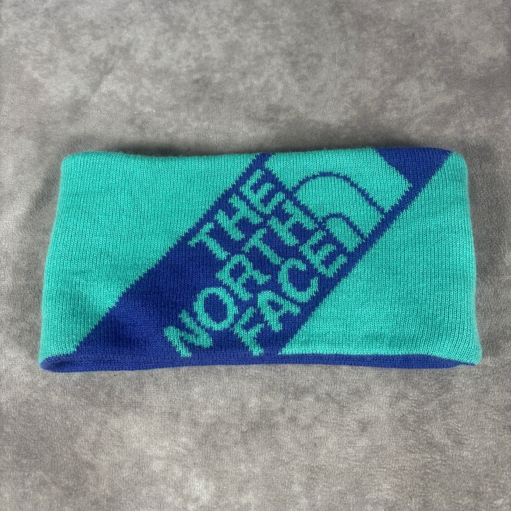 The North Face Headband Women OS Teal Navy Reversible Knit Logo Ear Warmer Sport